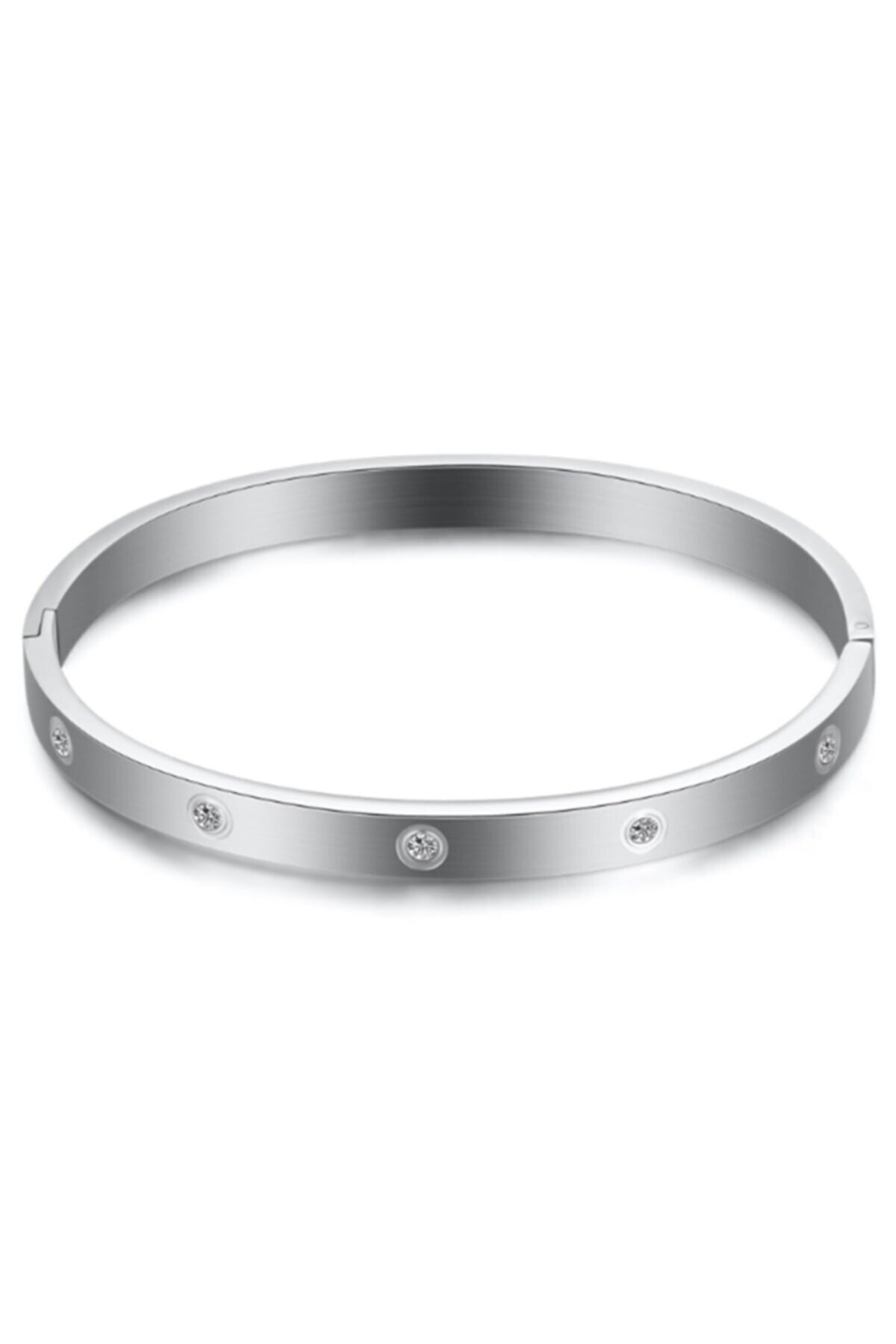 Kadın Gümüş Renkli Zirkon Taşlı Paslanmaz Çelik Cartier Bileklik 18 cm Kadın Gümüş Renkli Zirkon Taşlı Paslanmaz Çelik Cartier Bileklik 18 cm