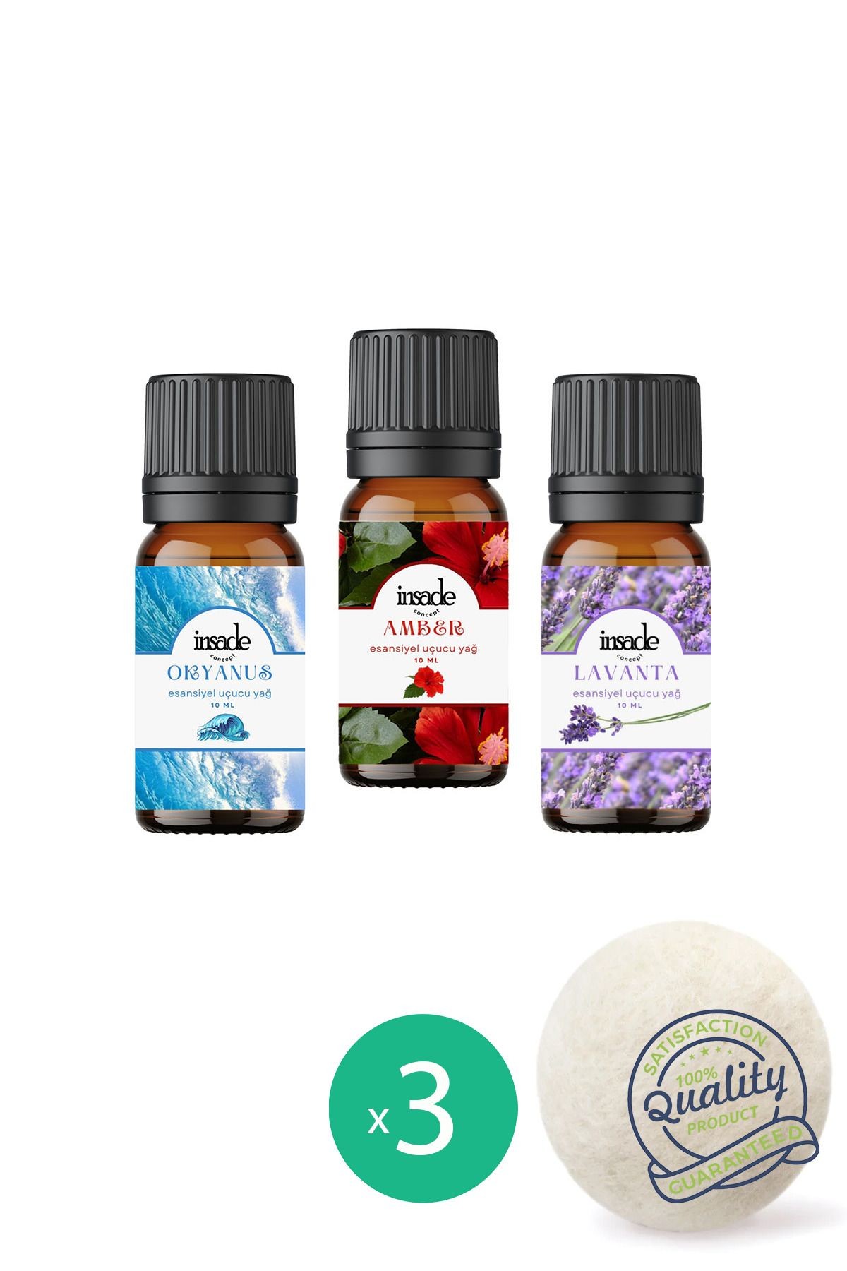 Koku Seti - Çamaşır Yün Kurutma Topu Kokusu - 10 ml - 3 Adet - 3 Kurutma Topu