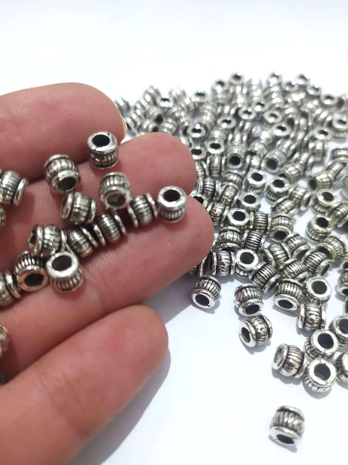 Takı Tespih Yapımı için 5 adet Silver Silindir Sütun Uzun Otantik Aparat Boncuk