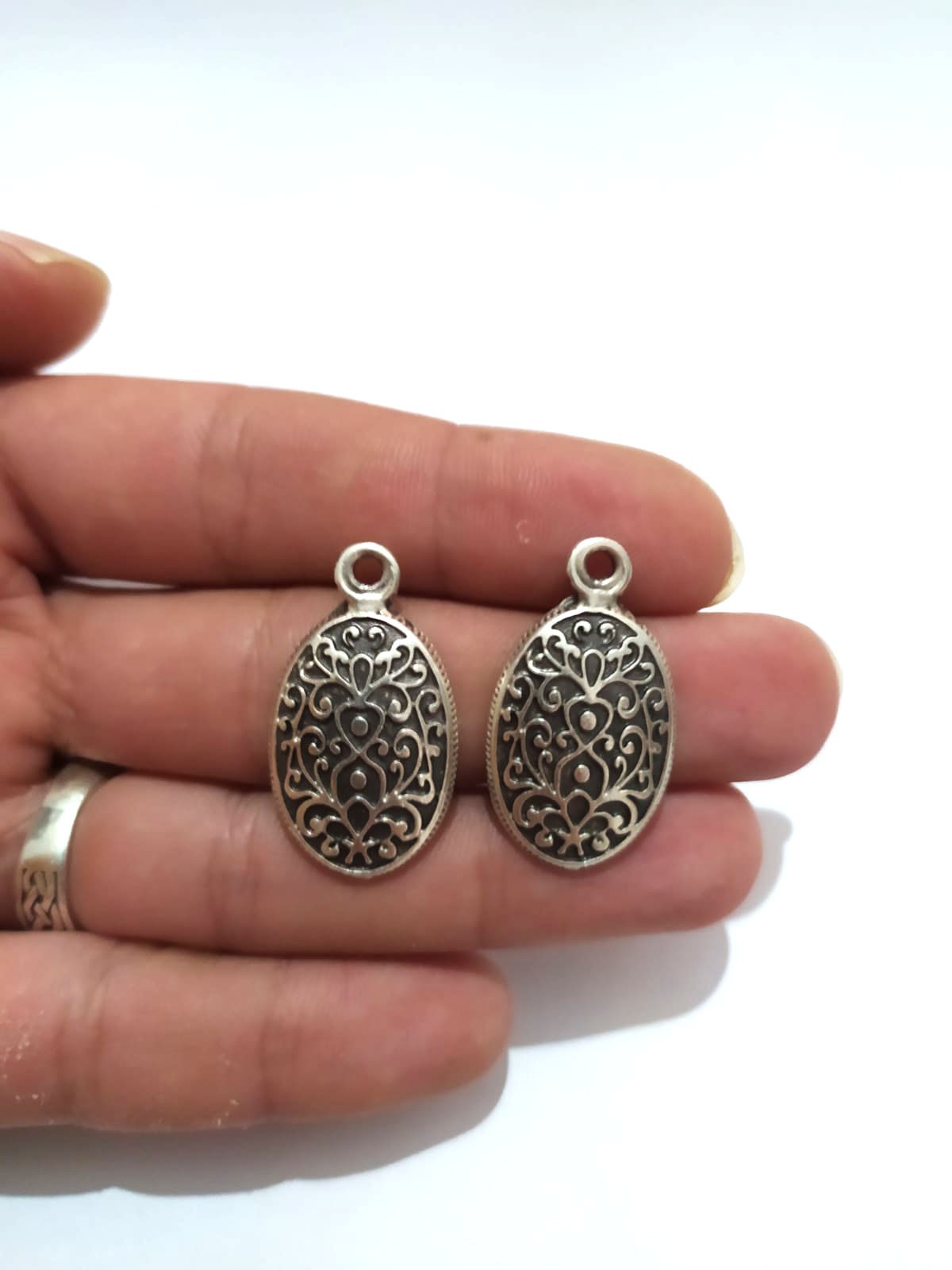Takı Yapımı için 2 Adet Sarmaşık Desen Otantik Gümüş Kaplama Kolye Bileklik Küpe Halhal Ucu