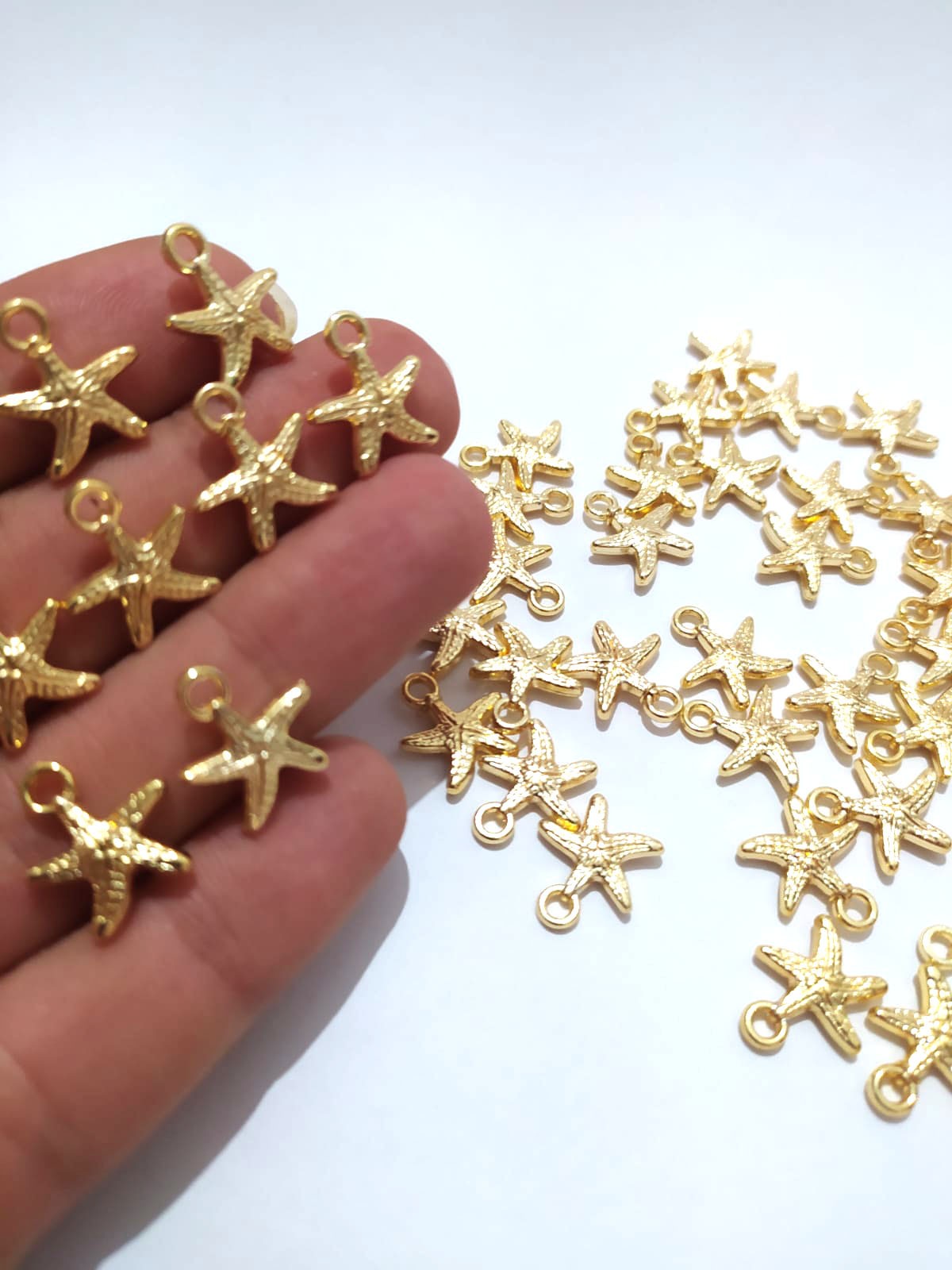 Takı Yapımı için 10 Adet Gold Yıldız Bereket Şans Kolye Bileklik Halhal Ucu