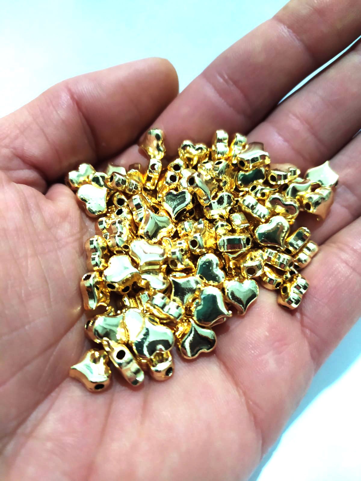 Takı Yapımı için 10 Adet Gold Renk Kalp Şans Kolye Bileklik Halhal Ucu